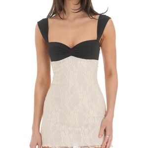 Lucy in the Sky Black and Cream Lace Chemise